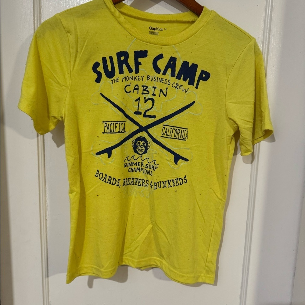 GAP Yellow Surf Camp Tee - Short Sleeve. Size Youth 14. - Picture 2 of 4
